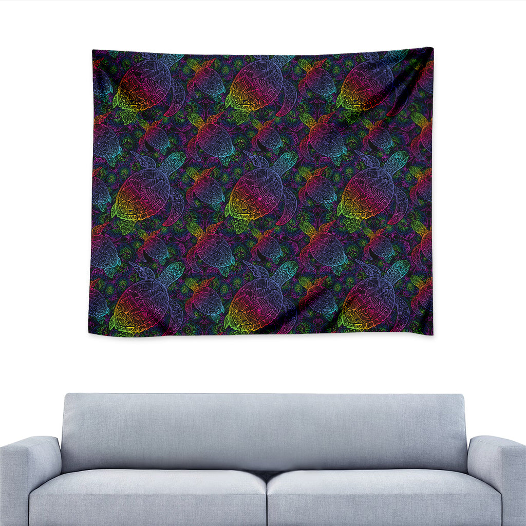 Colorful Sea Turtle Pattern Print Tapestry
