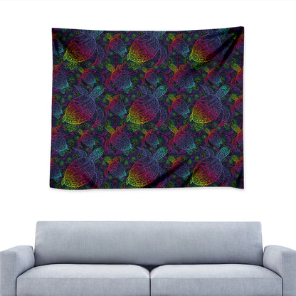 Colorful Sea Turtle Pattern Print Tapestry