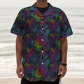 Colorful Sea Turtle Pattern Print Textured Short Sleeve Shirt