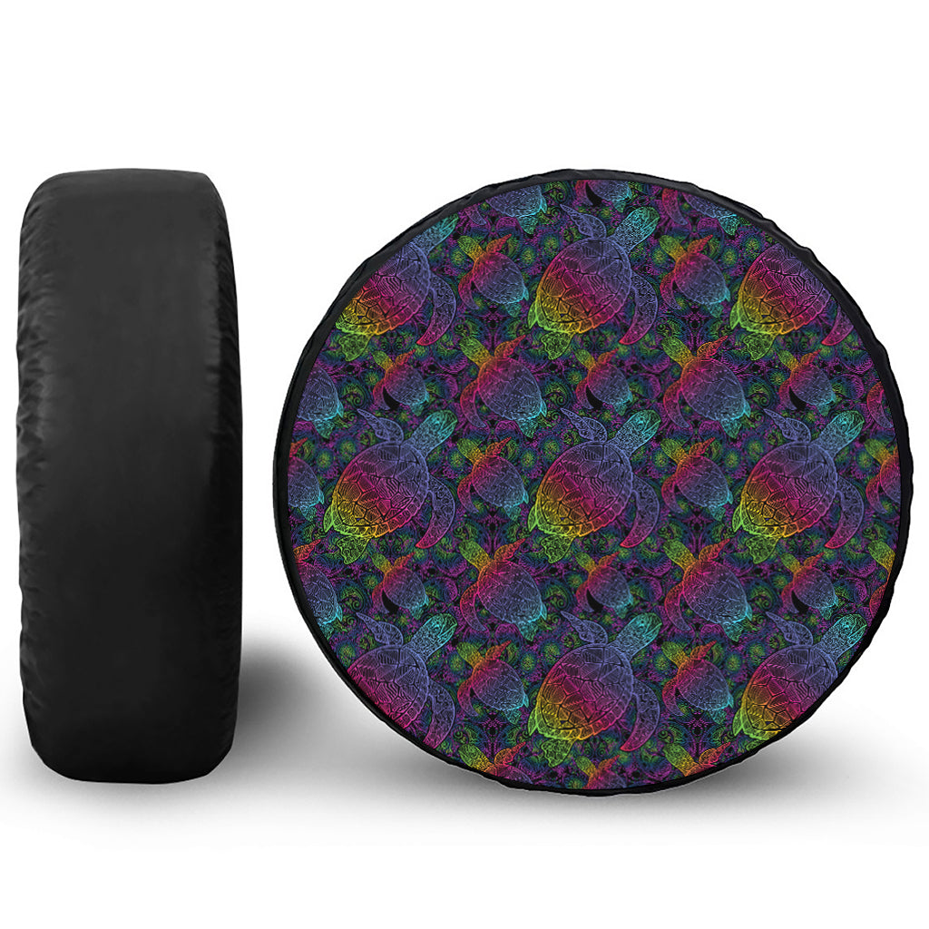 Colorful Sea Turtle Pattern Print Tire Cover