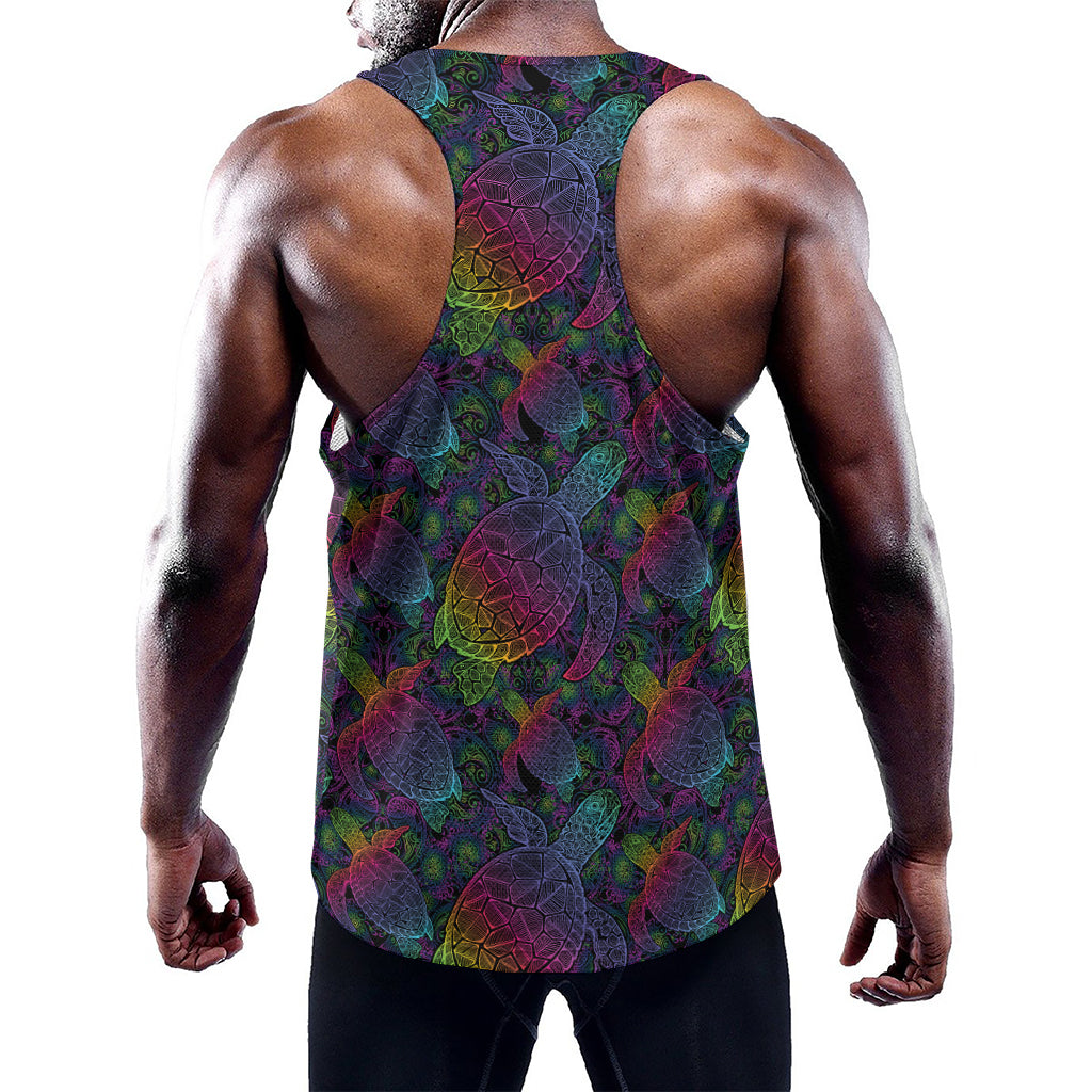 Colorful Sea Turtle Pattern Print Training Tank Top