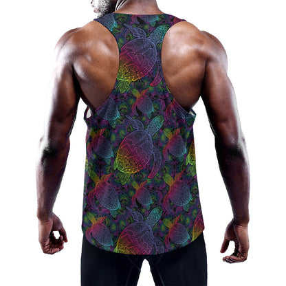 Colorful Sea Turtle Pattern Print Training Tank Top