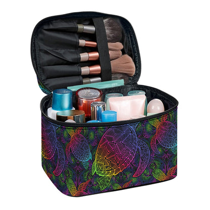 Colorful Sea Turtle Pattern Print Travel Makeup Bag
