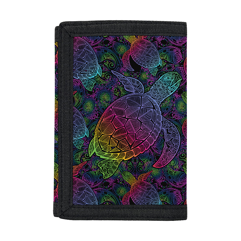 Colorful Sea Turtle Pattern Print Trifold Wallet
