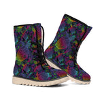 Colorful Sea Turtle Pattern Print Winter Boots