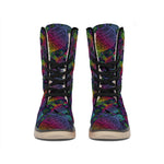 Colorful Sea Turtle Pattern Print Winter Boots