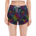 Colorful Sea Turtle Pattern Print Women's Split Running Shorts