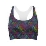 Colorful Sea Turtle Pattern Print Women's Sports Bra