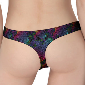 Colorful Sea Turtle Pattern Print Women's Thong