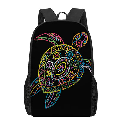 Colorful Sea Turtle Print 17 Inch Backpack