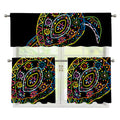 Colorful Sea Turtle Print 3 Piece Kitchen Curtains
