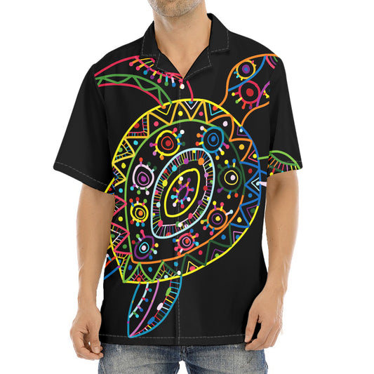 Colorful Sea Turtle Print Aloha Shirt