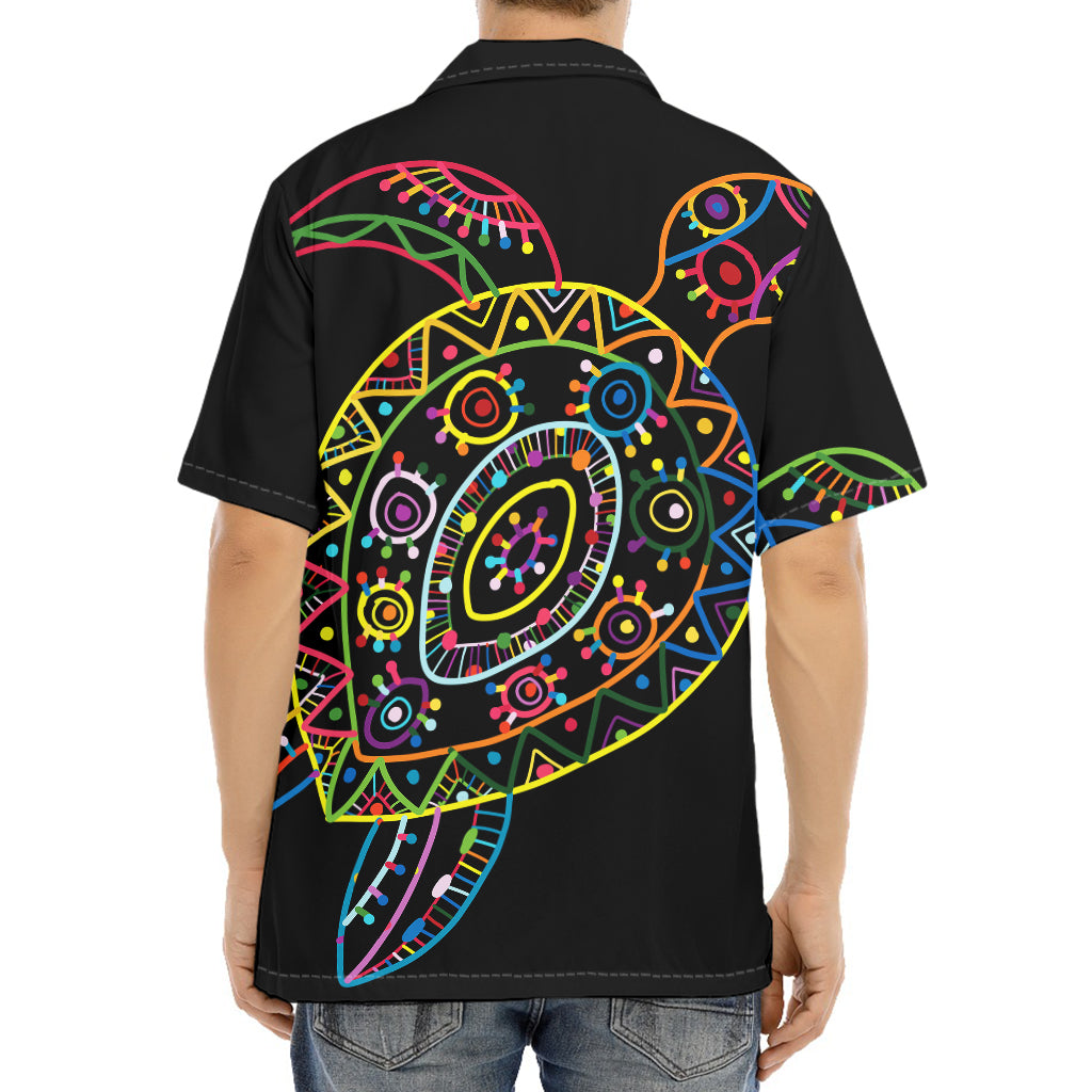Colorful Sea Turtle Print Aloha Shirt