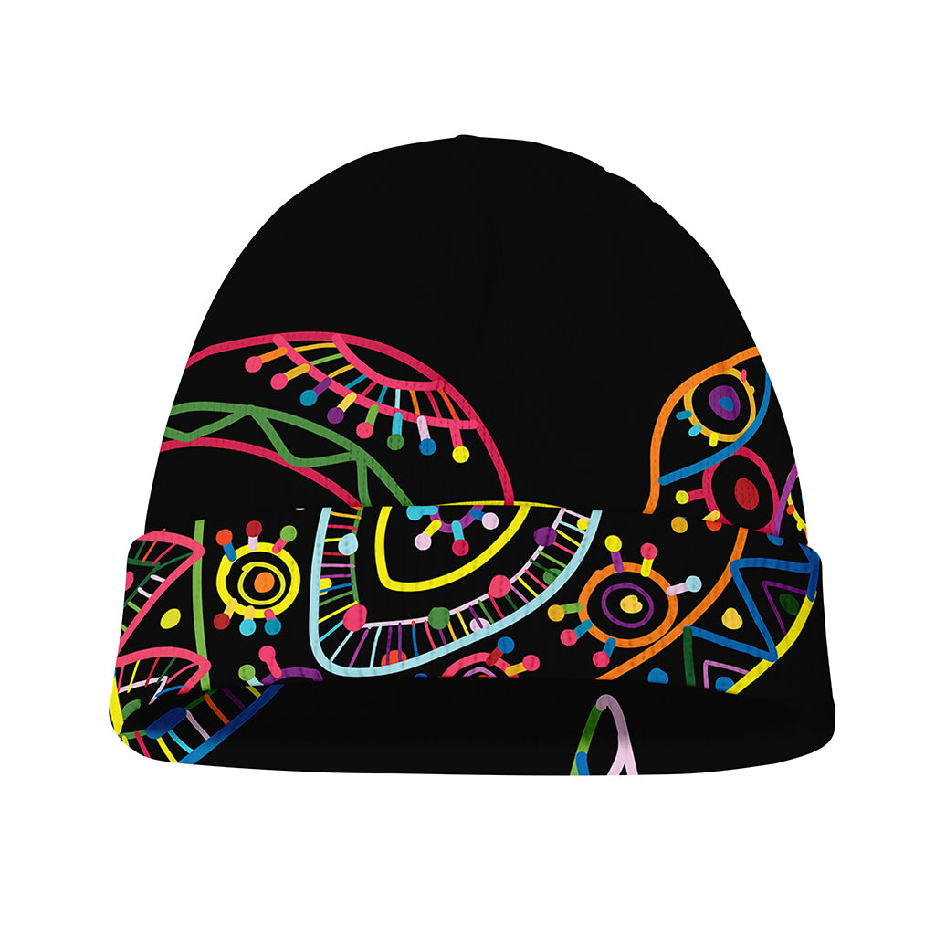 Colorful Sea Turtle Print Beanie