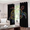 Colorful Sea Turtle Print Dimout Grommet Curtains