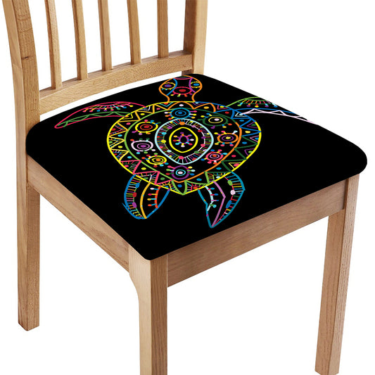 Colorful Sea Turtle Print Chair Cushion Cover
