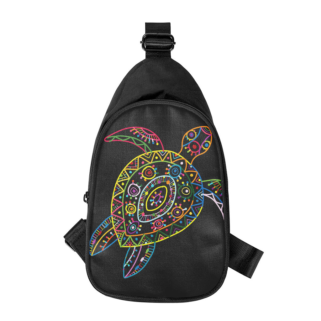Colorful Sea Turtle Print Chest Bag