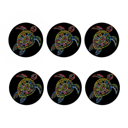 Colorful Sea Turtle Print Coaster Set