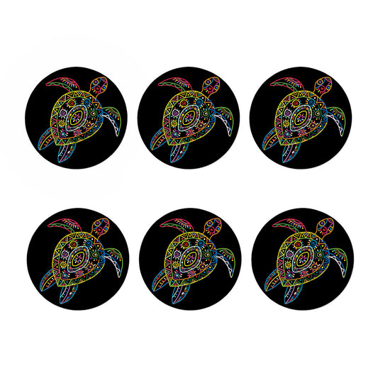 Colorful Sea Turtle Print Coaster Set