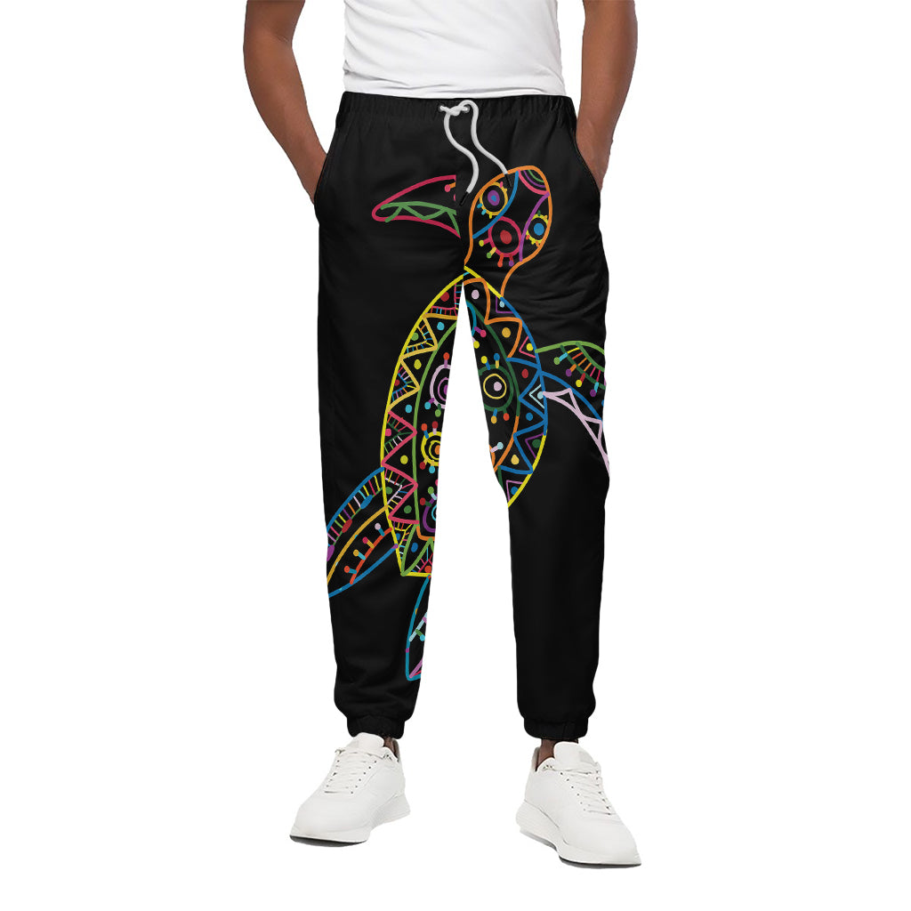 Colorful Sea Turtle Print Cotton Pants