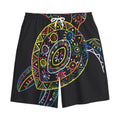 Colorful Sea Turtle Print Cotton Shorts