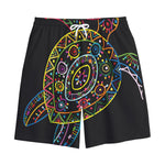 Colorful Sea Turtle Print Cotton Shorts