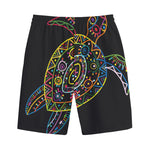Colorful Sea Turtle Print Cotton Shorts