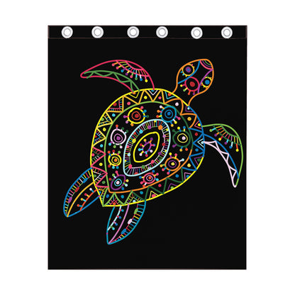 Colorful Sea Turtle Print Curtain
