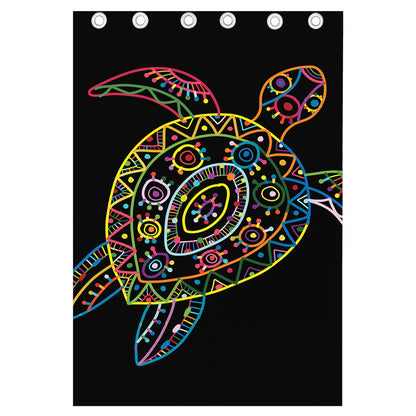 Colorful Sea Turtle Print Curtain