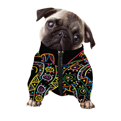 Colorful Sea Turtle Print Dog Zip Up Jacket