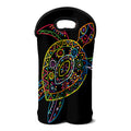 Colorful Sea Turtle Print Double Neoprene Wine Tote