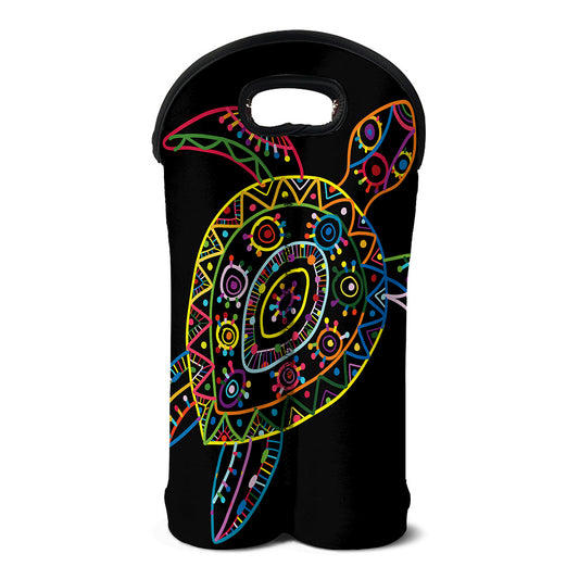 Colorful Sea Turtle Print Double Neoprene Wine Tote