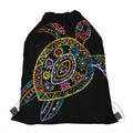 Colorful Sea Turtle Print Drawstring Bag