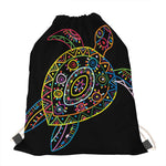 Colorful Sea Turtle Print Drawstring Bag