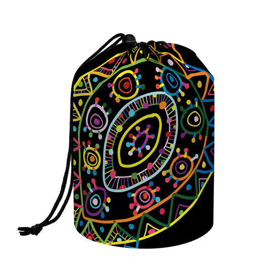Colorful Sea Turtle Print Drawstring Makeup Bag