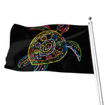 Colorful Sea Turtle Print Flag