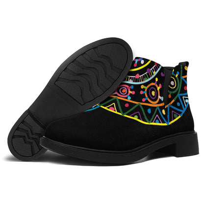Colorful Sea Turtle Print Flat Ankle Boots