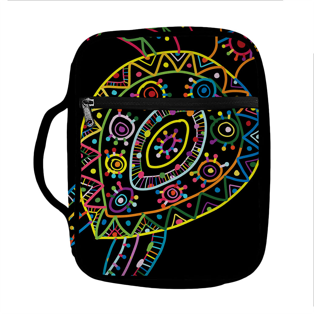 Colorful Sea Turtle Print Front Pocket Bible Bag