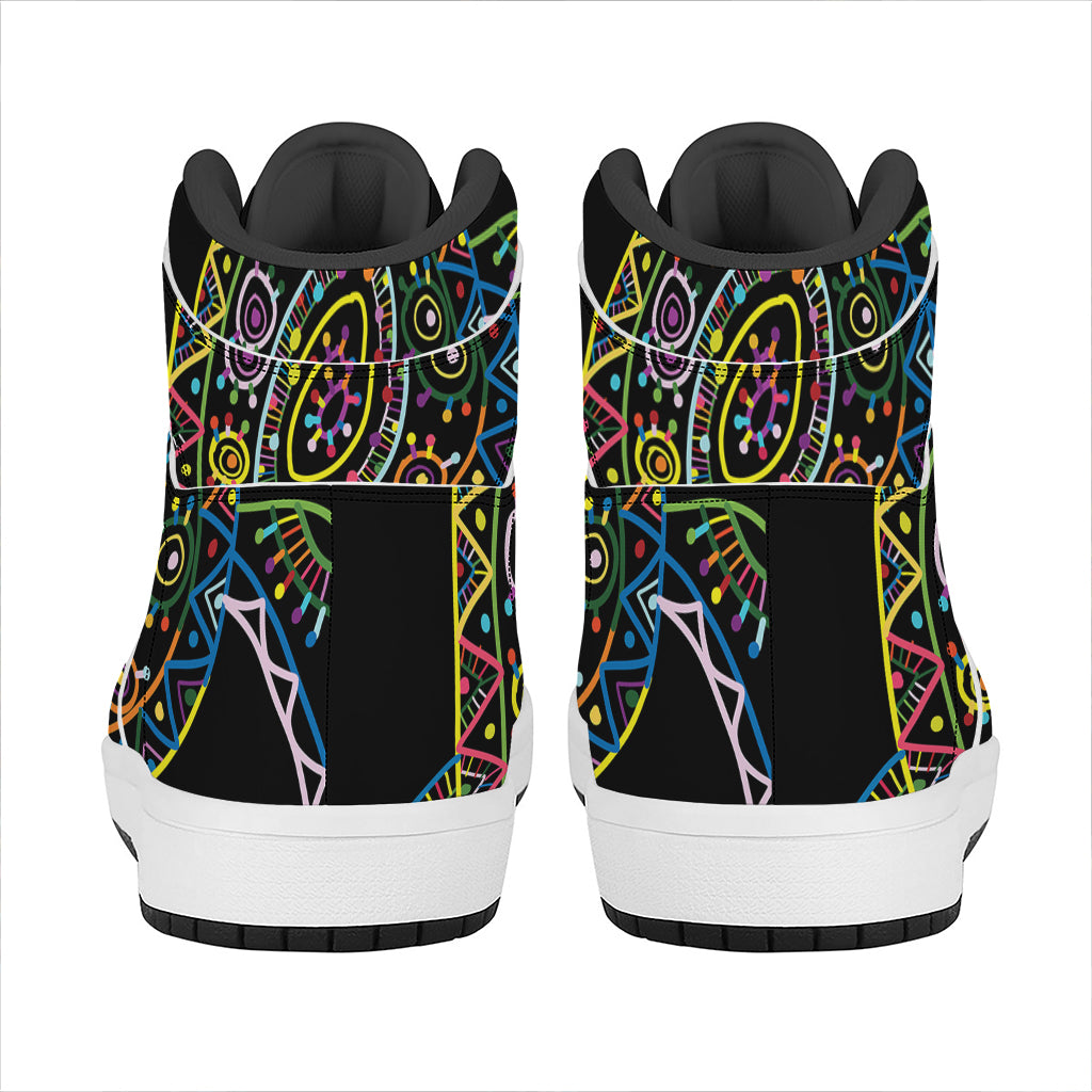 Colorful Sea Turtle Print High Top Leather Sneakers
