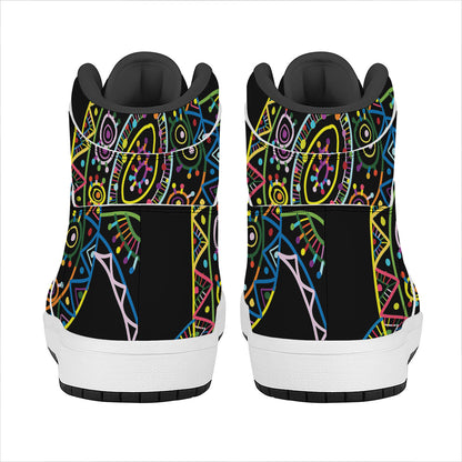 Colorful Sea Turtle Print High Top Leather Sneakers