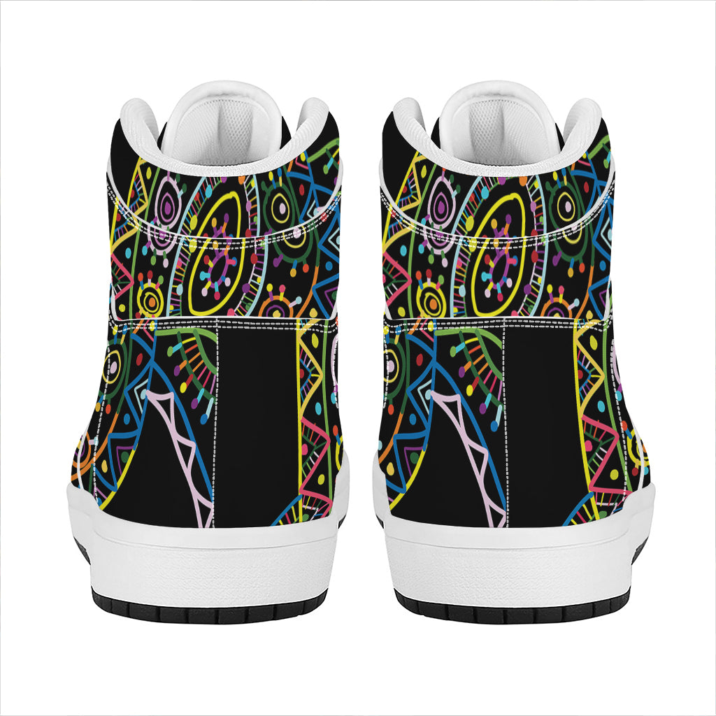 Colorful Sea Turtle Print High Top Leather Sneakers