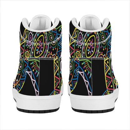 Colorful Sea Turtle Print High Top Leather Sneakers