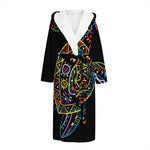 Colorful Sea Turtle Print Hooded Bathrobe