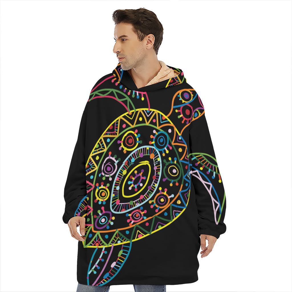 Colorful Sea Turtle Print Hoodie Blanket