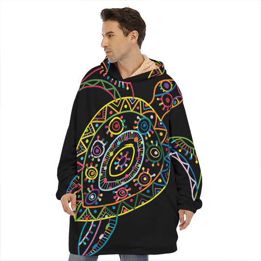 Colorful Sea Turtle Print Hoodie Blanket
