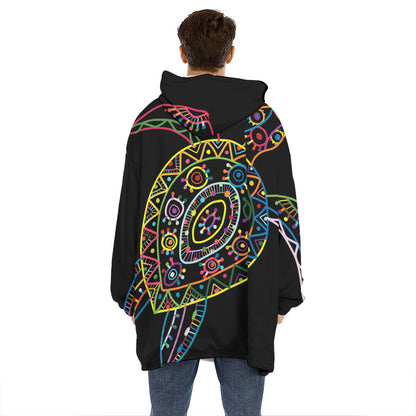 Colorful Sea Turtle Print Hoodie Blanket