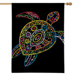Colorful Sea Turtle Print House Flag