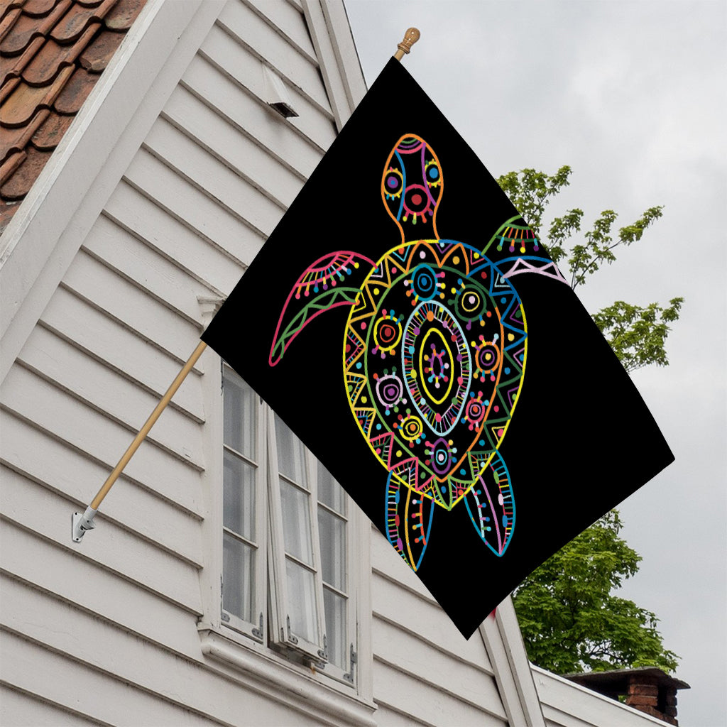 Colorful Sea Turtle Print House Flag