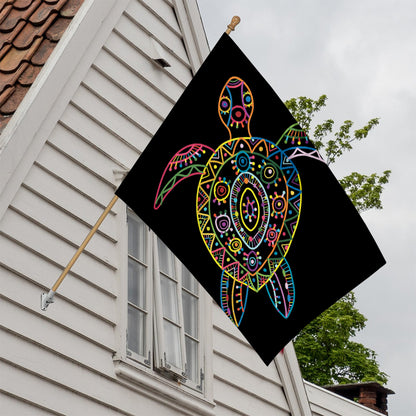 Colorful Sea Turtle Print House Flag
