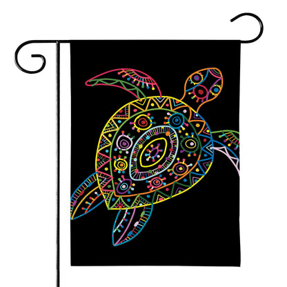 Colorful Sea Turtle Print House Flag